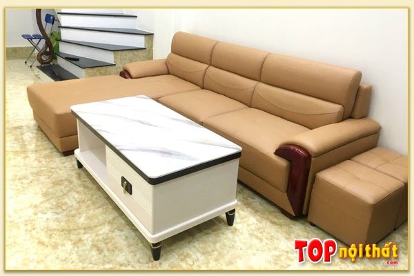 Hình ảnh Bộ ghế sofa chữ L đẹp hiện đại chất liệu bọc da công nghiệp SofTop-0224