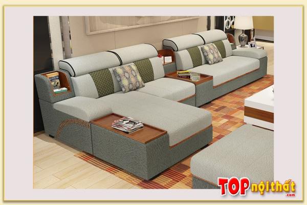 Hình ảnh Gam màu xanh của bộ ghế sofa góc nỉ phòng khách SofTop-0602