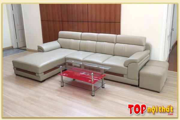 Hình ảnh Ghế sofa da góc chữ L kê phòng khách rộng SofTop-0123