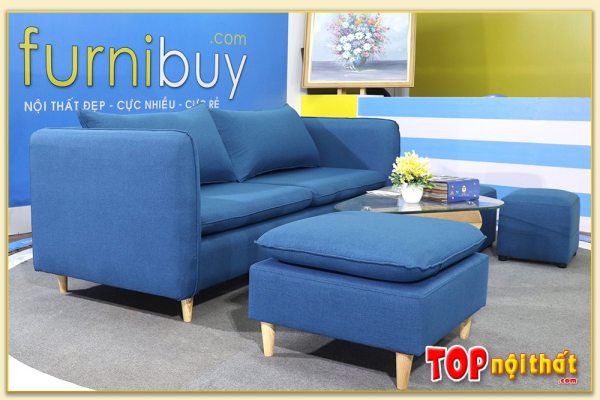 Hình ảnh Ghế sofa nỉ văng đẹp hiện đại kèm đôn lớn SofTop-0225