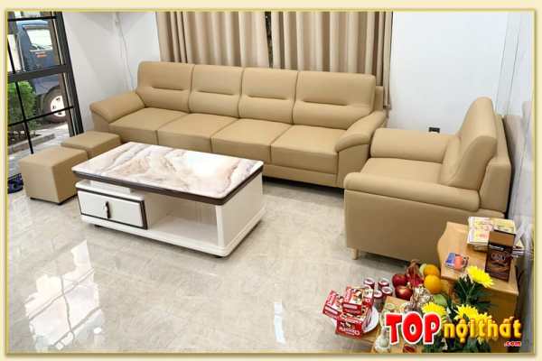 Hình ảnh Ghế sofa văng da dáng dài kèm ghế chủ đẹp hiện đại SofTop-0583