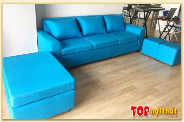 Hình ảnh Ghế sofa văng nỉ đẹp và đôn lớn kê phòng khách SofTop-0202A