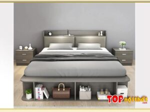 Hình ảnh Giường ngủ hiện đại có kệ gỗ chung cư nhỏ GNTop-0247