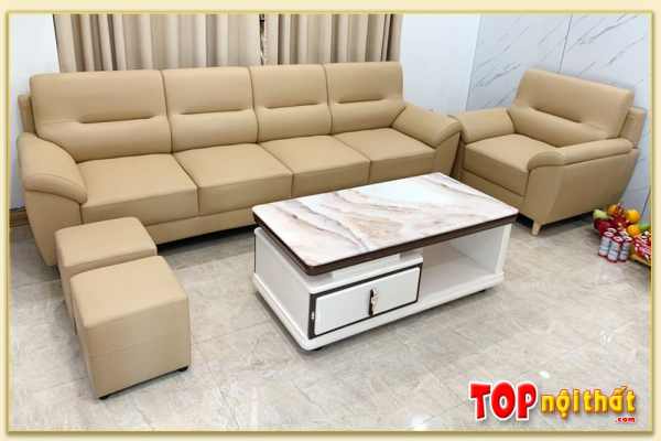 Hình ảnh Mẫu ghế sofa da dạng văng dài kèm ghế chủ đẹp SofTop-0583