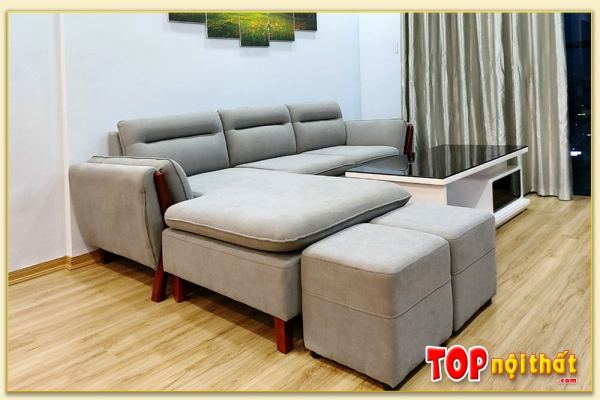 Hình ảnh Mẫu ghế sofa nỉ góc chữ L kê chung cư đẹp sang trọng SofTop-0574