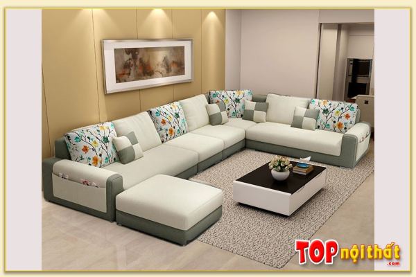 Hình ảnh Mẫu ghế sofa vải góc cho phòng khách rộng SofTop-0616