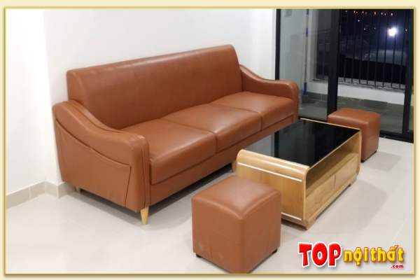 Hình ảnh Mẫu ghế sofa văng bọc da 3 chỗ thiết kế đơn giản SofTop-0217