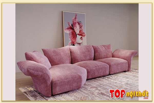 Hình ảnh Mẫu ghế sofa văng nỉ màu hồng đẹp SofTop-0649