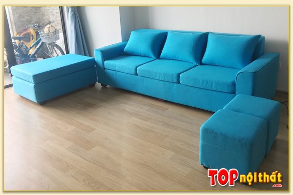 Hình ảnh Mẫu sofa nỉ văng đẹp hiện đại kèm đôn lớn tiện lợi SofTop-0202A