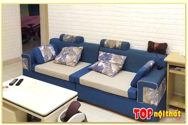 Hình ảnh Mẫu sofa văng nỉ đẹp xinh phối màu hoa văn đẹp SofTop-0532