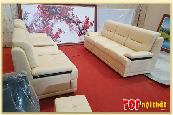 Hình ảnh Sofa phòng khách thiết kế theo bộ chất liệu da hiện đại SofTop-0545