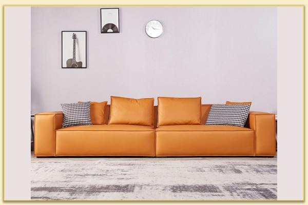 Hình ảnh Sofa văng da tay trụ kê sát tường phòng khách Softop-1651