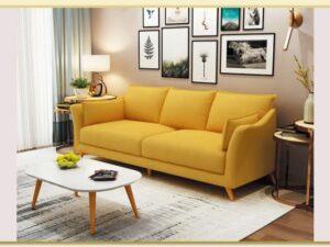 Hình ảnh Sofa văng nỉ 2 chỗ đơn giản màu vàng nổi bật Softop-1800