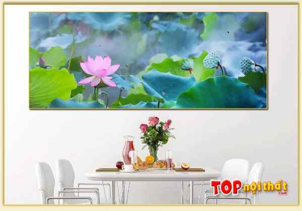 Tranh tráng gương đầm hoa sen phòng ăn TraTop-3184