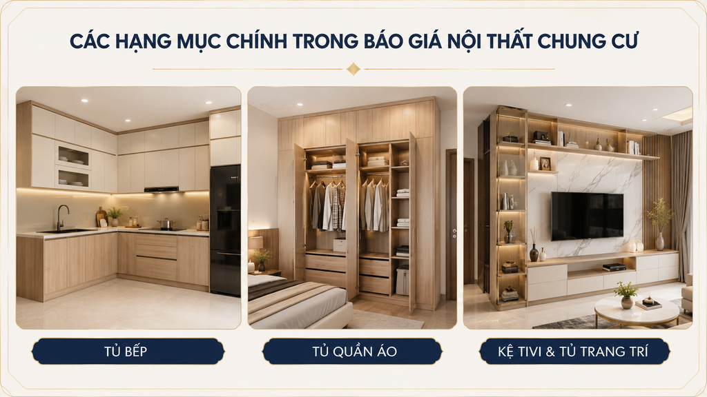 các hạng mục trong báo giá nội thất chung cư thanh hóa