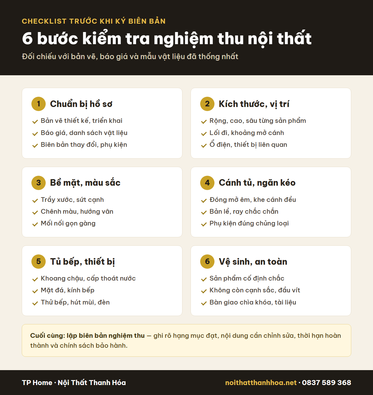 6 bước kiểm tra nghiệm thu nội thất